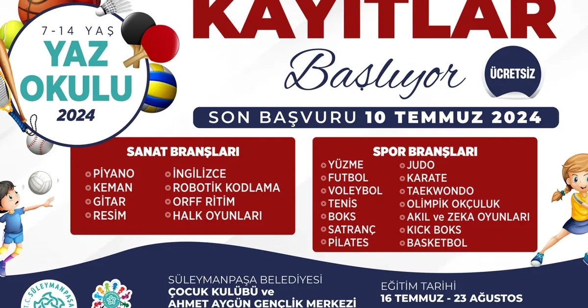 Süleymanpaşa Belediyesi nden Ücretsiz Yaz Okulu Batı Ekspres