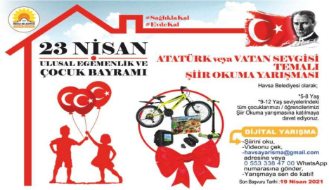 Havsa Belediyesi'nden 23 Nisan'a Özel Ödüllü Şiir Yarışması