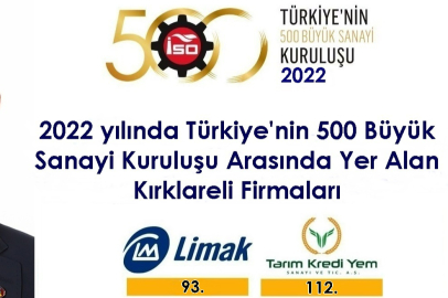 KIRKLARELİ'NDEN 2 FİRMA TÜRKİYE'NİN EN BÜYÜKLERİ ARASINDA