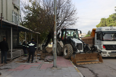 Vize’de  yol yapım çalışması