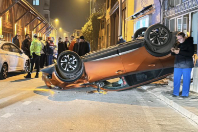 Edirne’de kaza! Devrilen otomobilin sürücüsü yaralandı