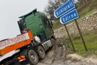 Kayan TIR yolu ulaşıma kapattı