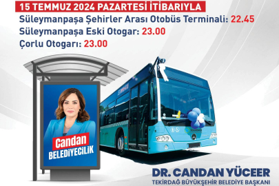 Çorlu-Süleymanpaşa Arası Otobüs Sefer Saatleri Güncellendi