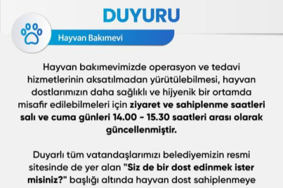 Kırklareli Belediyesi'nden Hayvan Bakım Evi Ziyaret Saatleri Güncellemesi