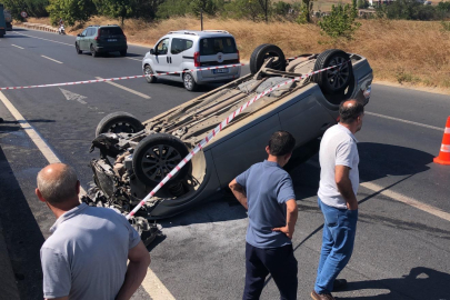 Tekirdağ'da Devrilen Otomobilin Sürücüsü Yaralandı