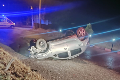 Keşan'da Takla Atan Otomobilin Alkollü Sürücüsü Yaralandı