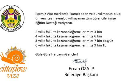 Vize’de Üniversite Öğrencilerine Eğitim Desteği