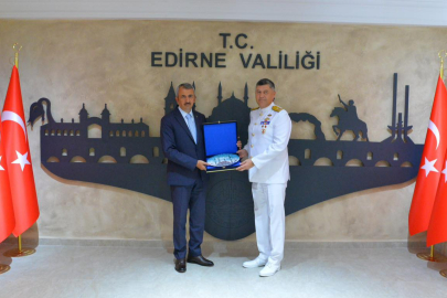 Edirne Valisi Sezer, Tuğamiral Serkan Tezel'i Kabul Etti